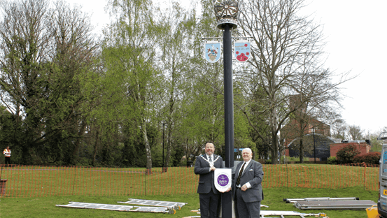 Mayor of Ashford and Leader of Ashford Borough Council at the test lighting of the Civic Memorial Beacon