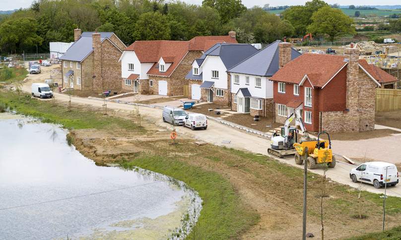 Row of houses in ongoing Chilmington Green development in Ashford