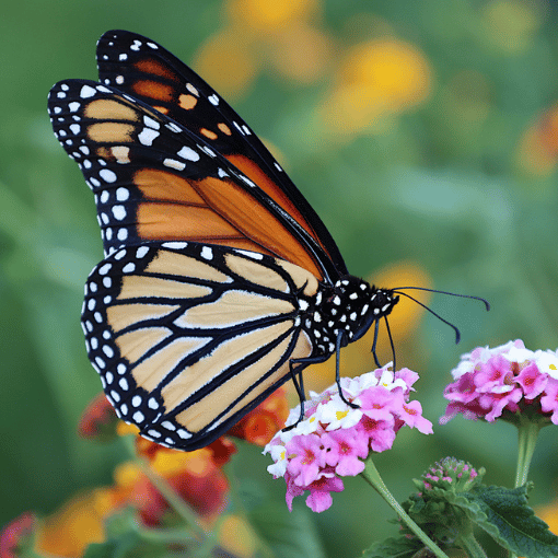 Image entitled A butterfly on top of a pink flower.