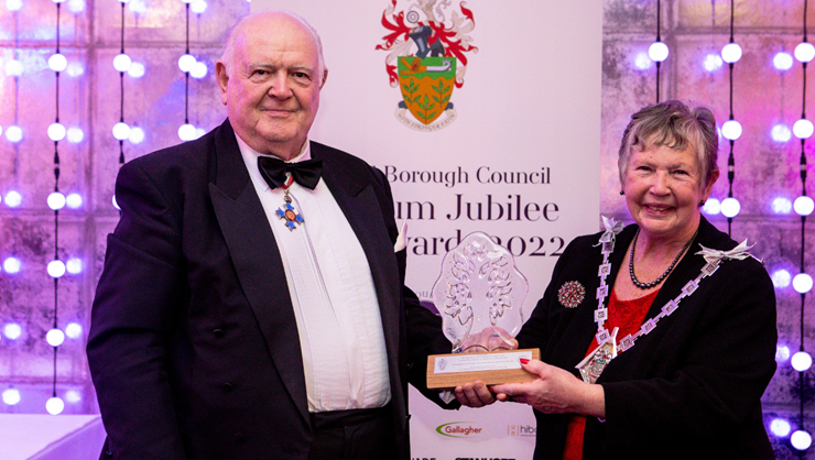Ashford Borough Council Leader Cllr Gerry Clarkson and Mayor Cllr Mrs Jenny Webb at the Ashford Civic Awards