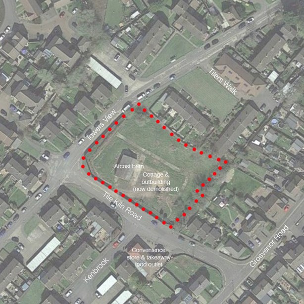 Map showing proposed development at Tile Kiln Road, in Kennington Ashford