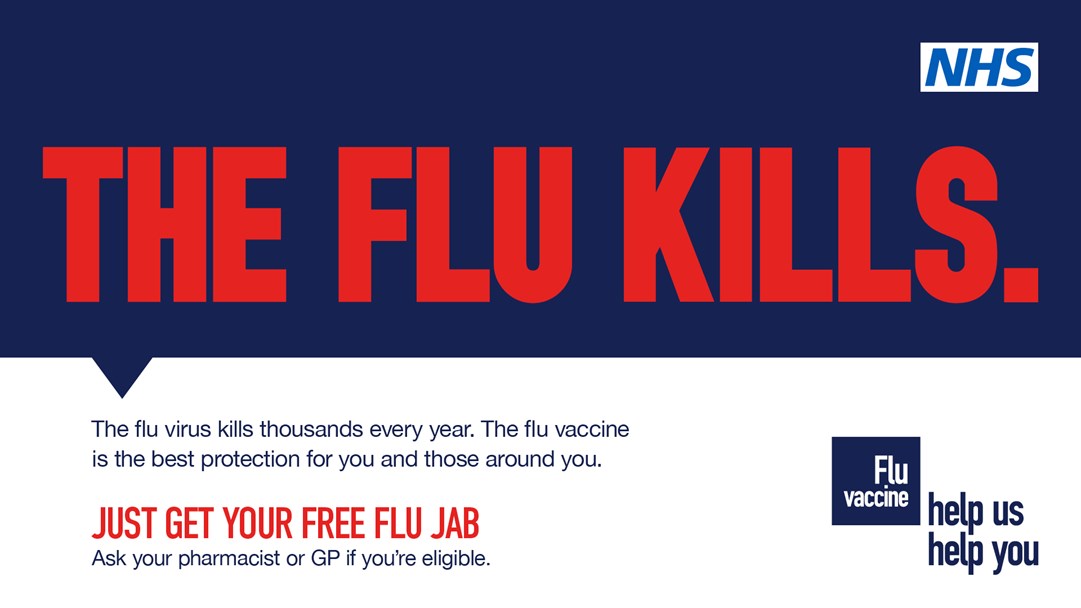 The Flu Kills promotional graphic as part of the Government's Winter 2020 Flu Vaccination campaign