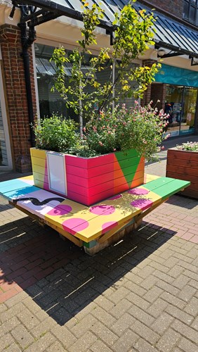 New seating being decorated in Ashford Town Centre