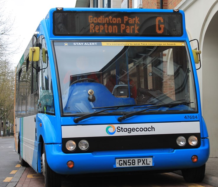 Stagecoach G line bus service in Ashford Town Centre