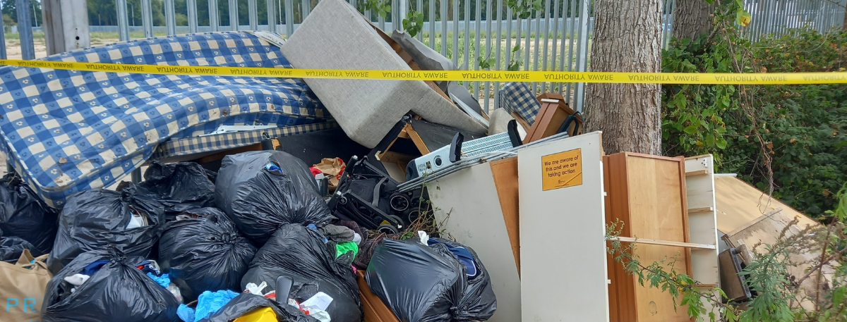 Fly-tipped rubbish at Beaver Lane, Ashford