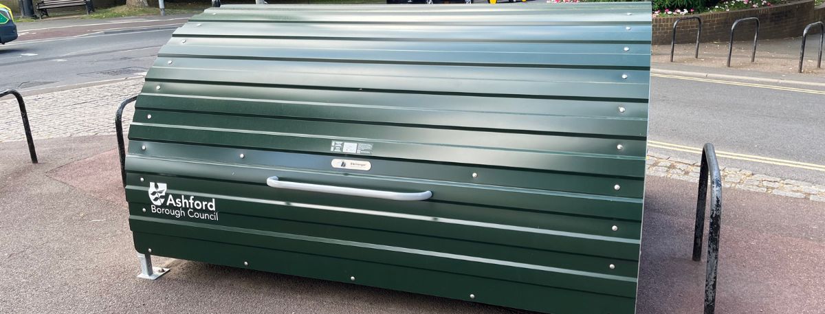 A picture of one of the new bike shelters at the bottom of the High Street