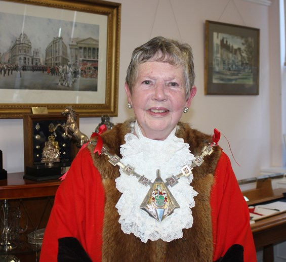The new Mayor of Ashford, Cllr Mrs Jenny Webb wearing her Civic regalia