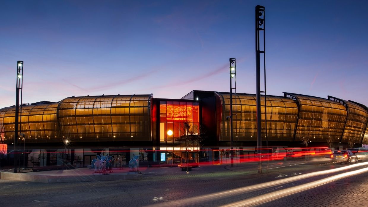 Elwick Place lit up at night