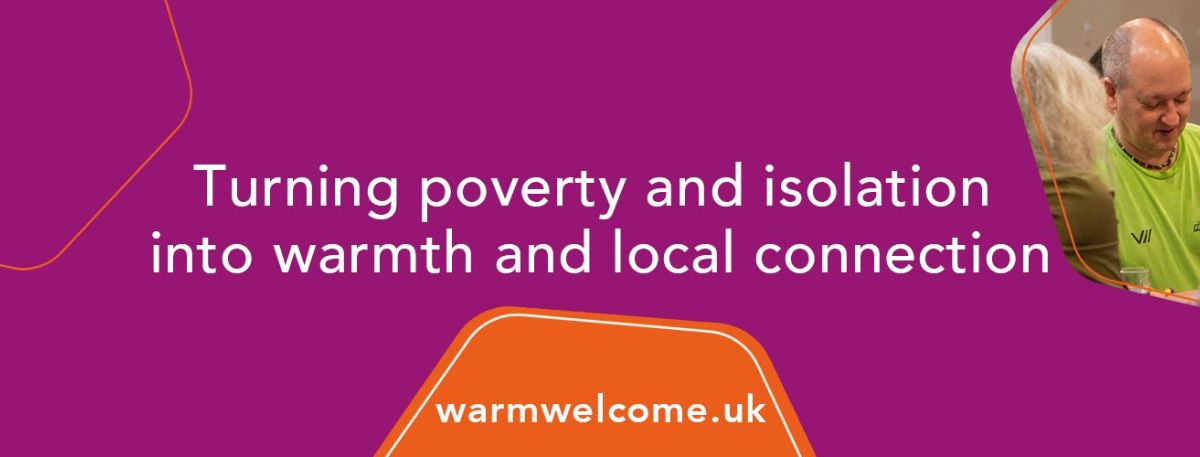 Warm spaces campaign graphic with text that reads: Turning poverty and isolation into warmth and local connection
