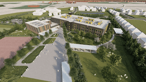 CGI of the grounds of Chilmington Green School