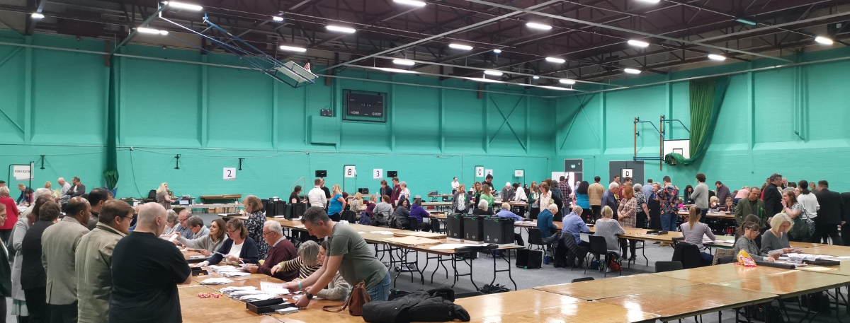 Elections count on May 5, 2023 at Ashford Stour Centre