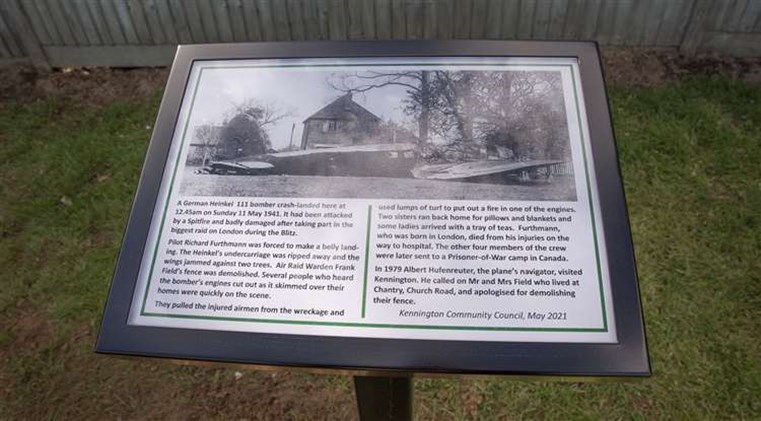 The plaque that was unveiled at Spearpoint Recreation Ground © Ellie Crook.