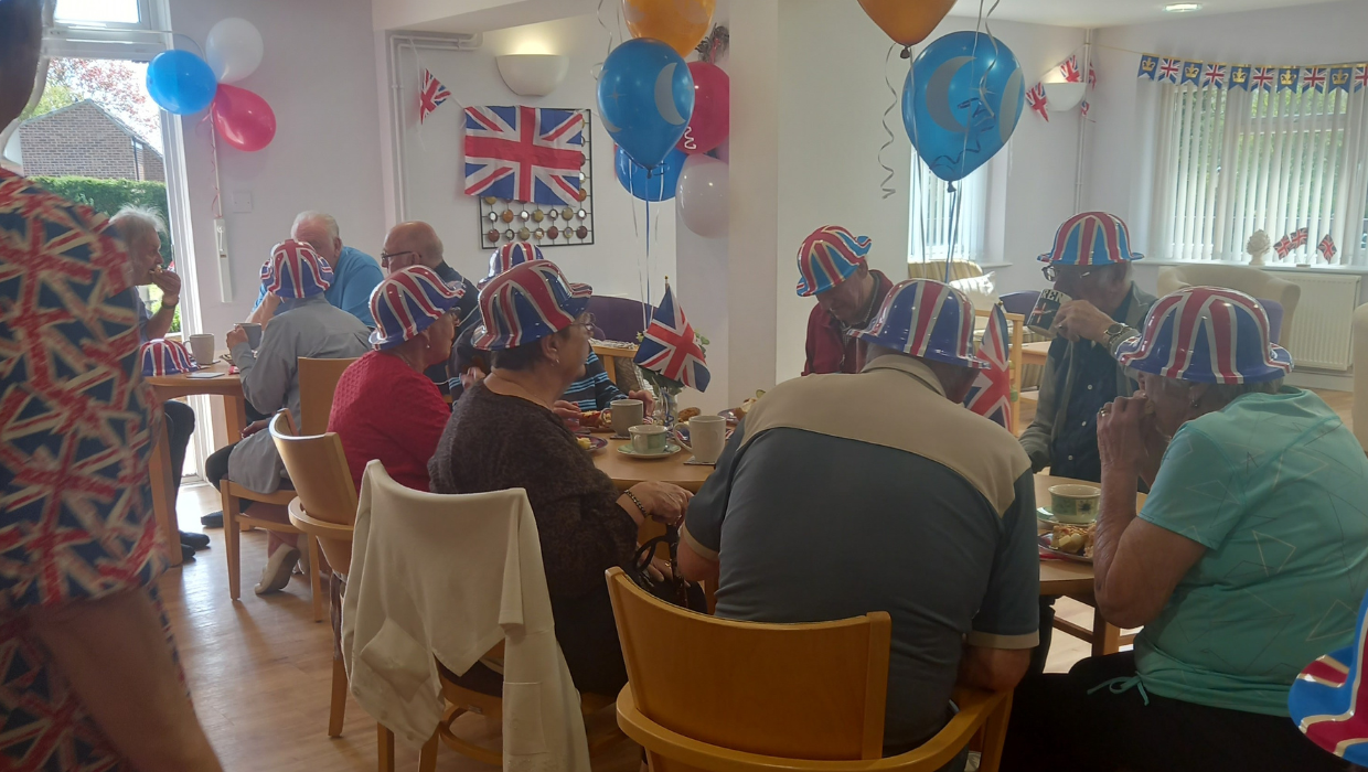 Residents of Ashford Independent Living Schemes celebrate the Coronation of King Charles III tile