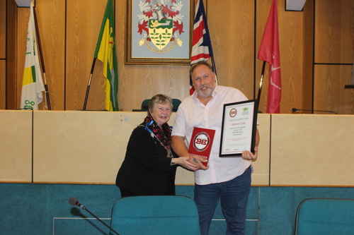 The Mayor of Ashford, Cllr Jenny Webb with Mark Mitchell, Director of The Ashford Club