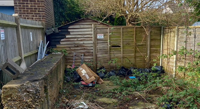 fly-tipping waste dumped in Central Ashford