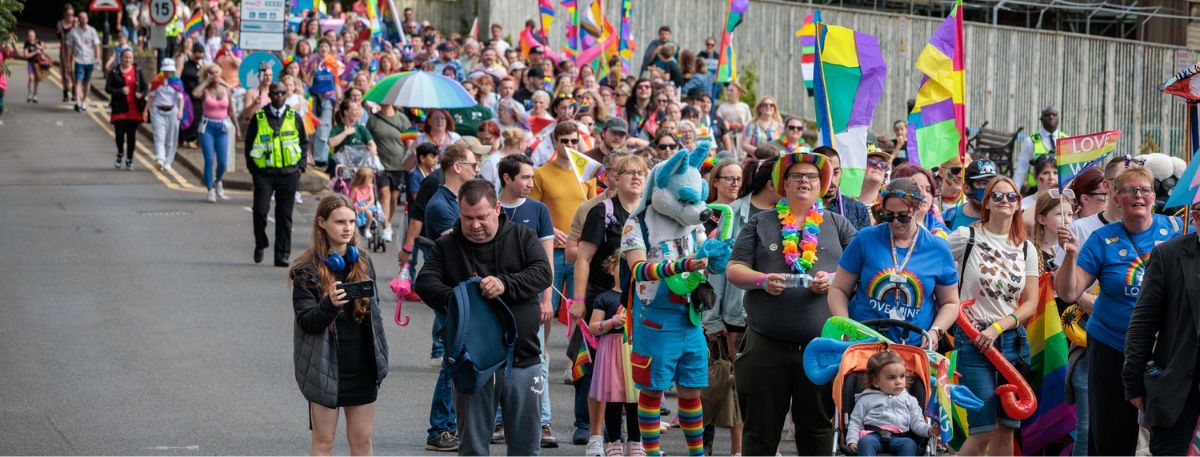People attending Ashford's first Pride event in June 2024
