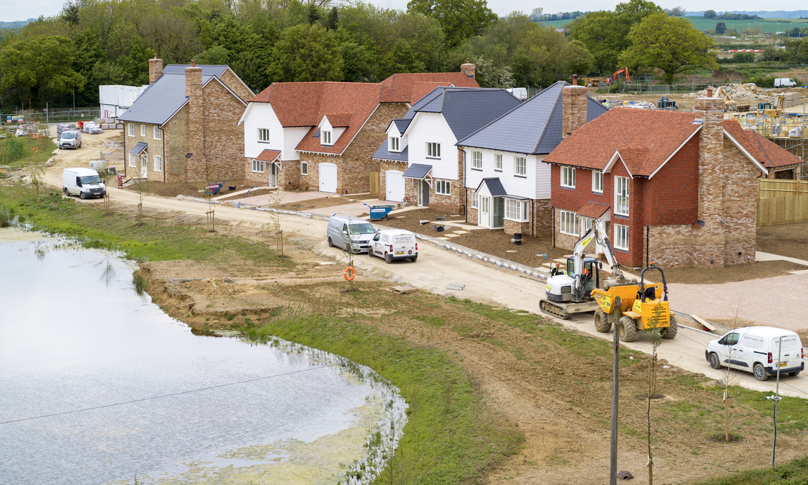 Row of houses in ongoing Chilmington Green development in Ashford