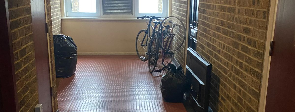 Cluttered communal area