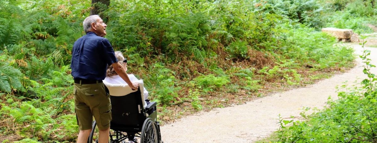 People going along the path