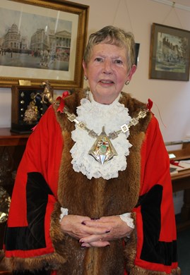 The new Mayor of Ashford Cllr Mrs Jenny Webb in her Civic regalia