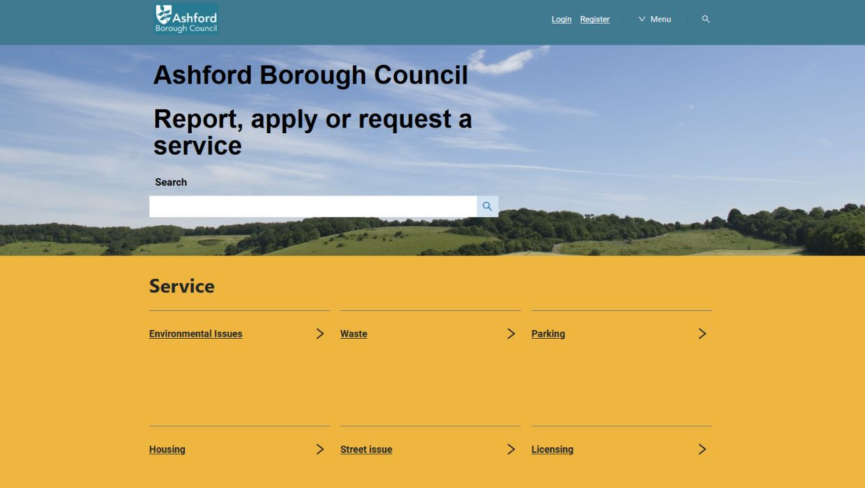 A screenshot showing the new customer portal for service requests