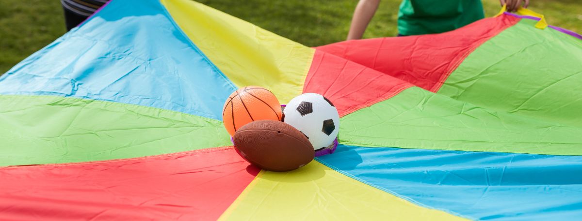 Football on colourful blanket