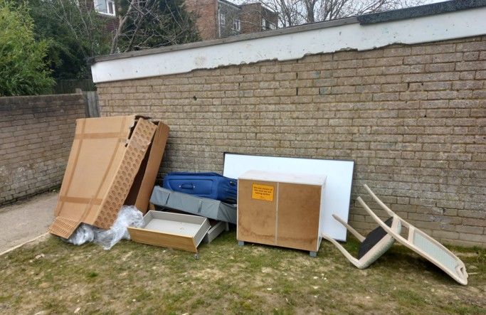 fly-tipping near Brookfield Road estate in Ashford