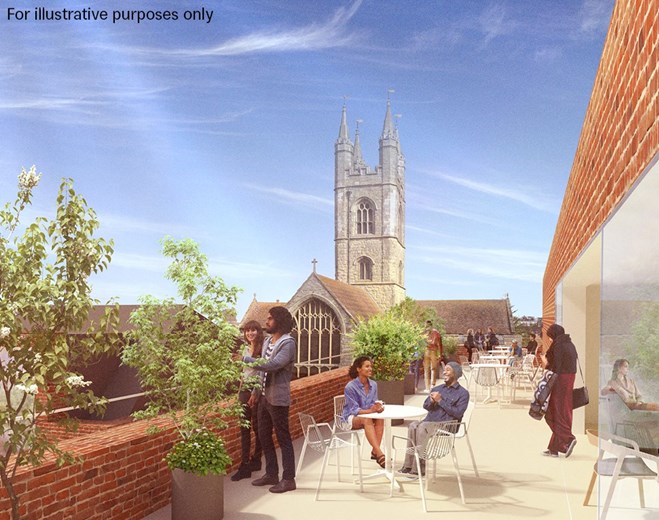 An artist impression of the Vicarage Lane, St Mary's Fields development at Ashford Town Centre