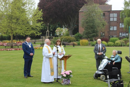 Joyce Dawes listening to a service by Reverend Canon Lindsay Hammond, the Mayor’s Chaplain.