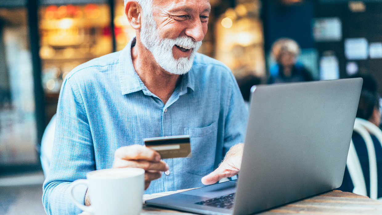 man paying council tax online tile