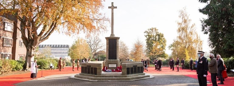 People gathered at Ashford War Memorial for Rememberance service