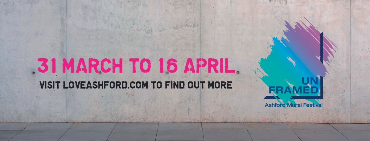 UNFRAMED logo for Ashford Town Centre mural festival