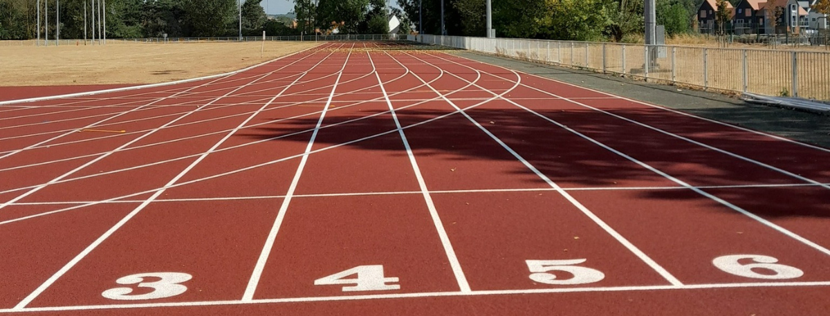 New athletics track at Julie Rose Stadium, Ashford
