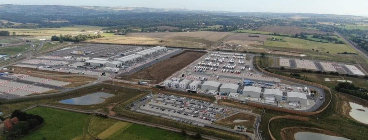 Aerial view of Sevington Border Control Post in Ashford