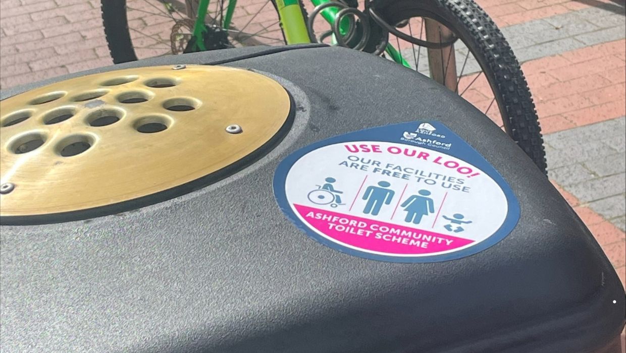 An image of the new Community Toilet Scheme sticker on a bin
