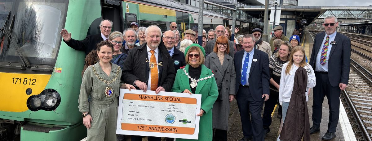 The Mayors of Ashford, Hastings and Rye with the Marshlink 175 group