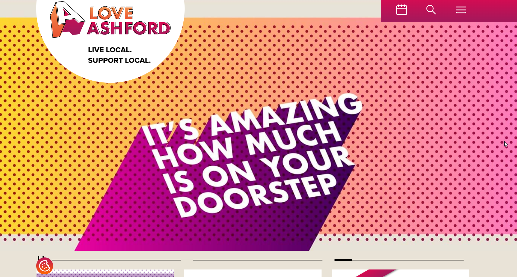 Preview of Loveashford website homepage with text that reads: LoveAshford, live local, support local. It's amazing how much is on your doorstep.