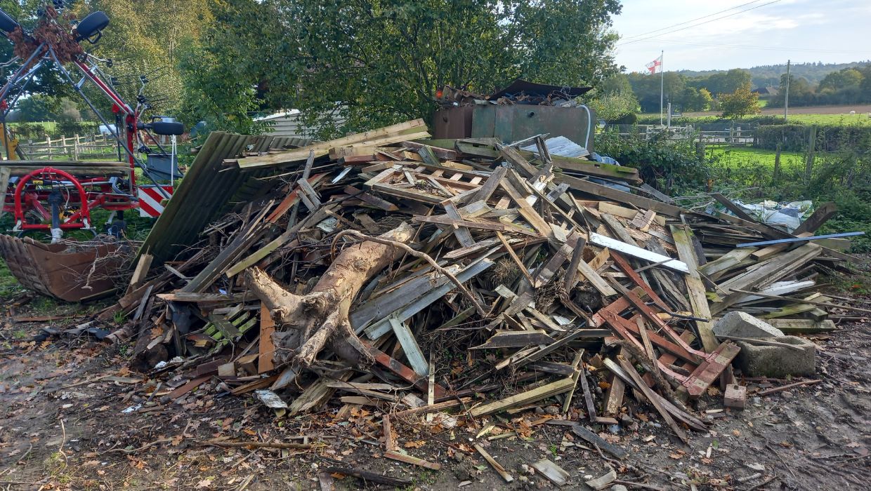 Fly-tipped rubbish at a farm in Woodchurch, Ashford tile