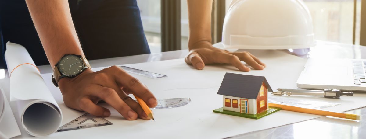 Person looking at planning development plans