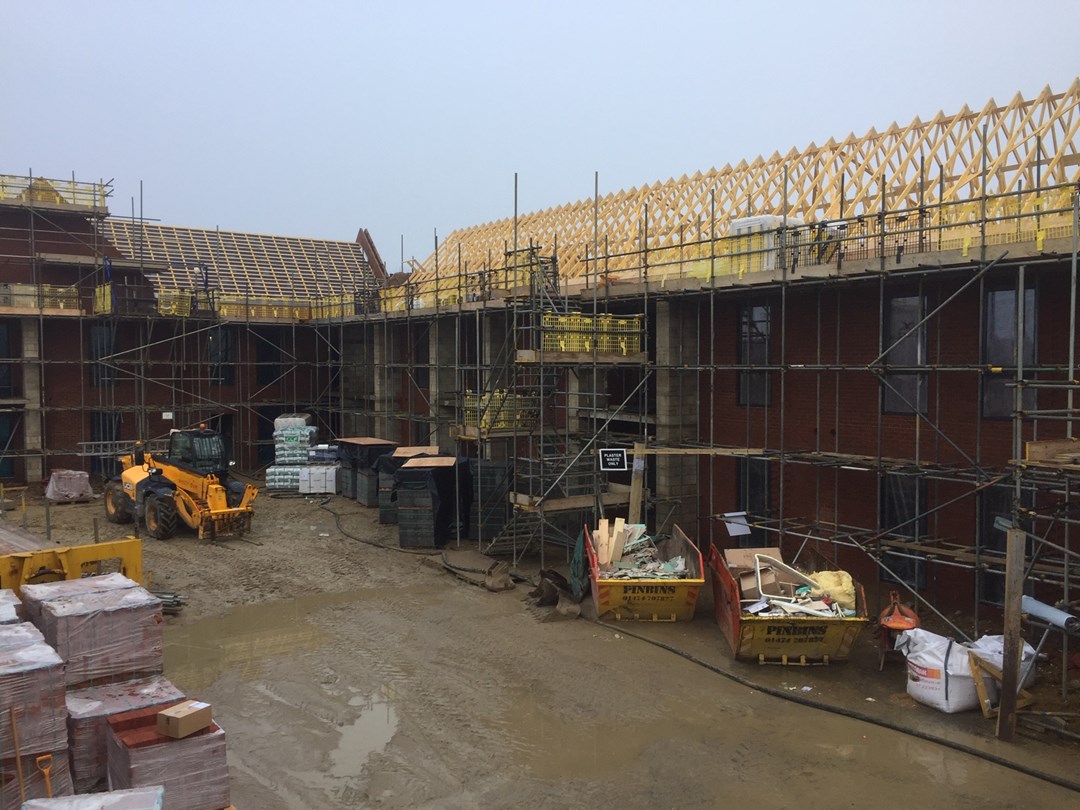 Photo showing the construction of East Stour Court in Ashford, taken in December 2020