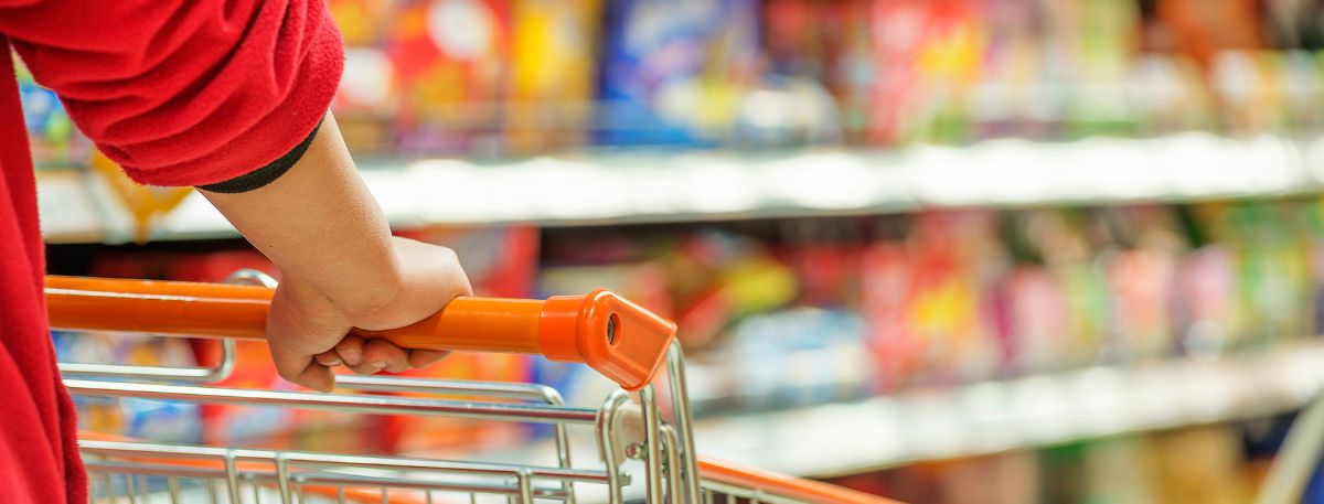 Person pushing a trolley in a supermarket