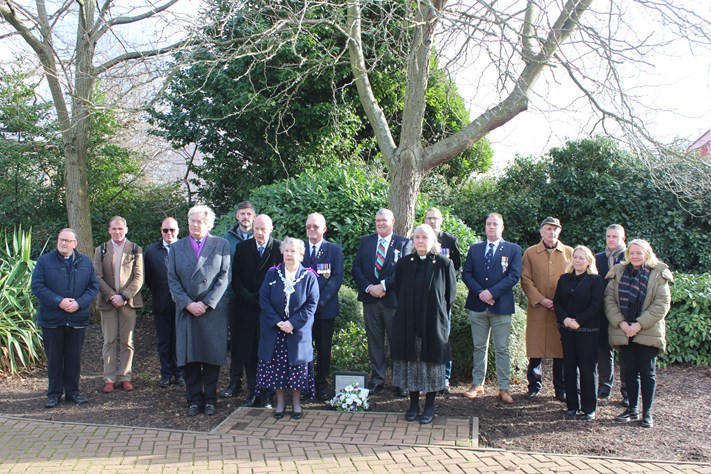 Holocaust Memorial Day Service of Reflection attendees at the Anne Frank Tree in Memorial Gardens, Ashford