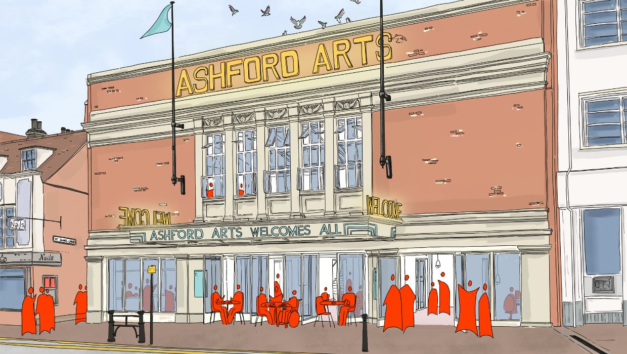 An artist's impression of the new Ashford Arts building, which will be where the old Odeon was