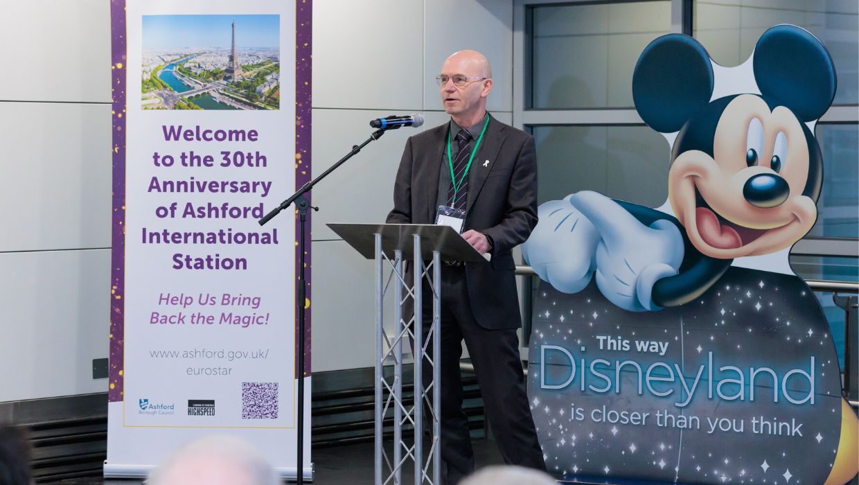 Image entitled Ashford Borough Council Leader Cllr Noel Ovenden speaking at the event