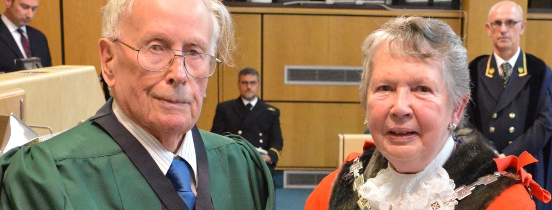 Harold Hilder appointed as an Honorary Alderman in 2019 with then Mayor Cllr Jenny Webb