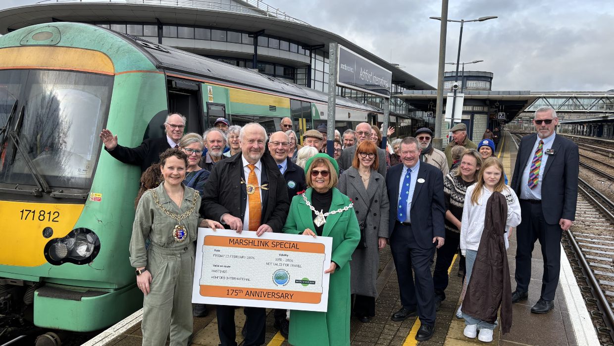The Mayors of Ashford, Hastings and Rye with the Marshlink 175 group