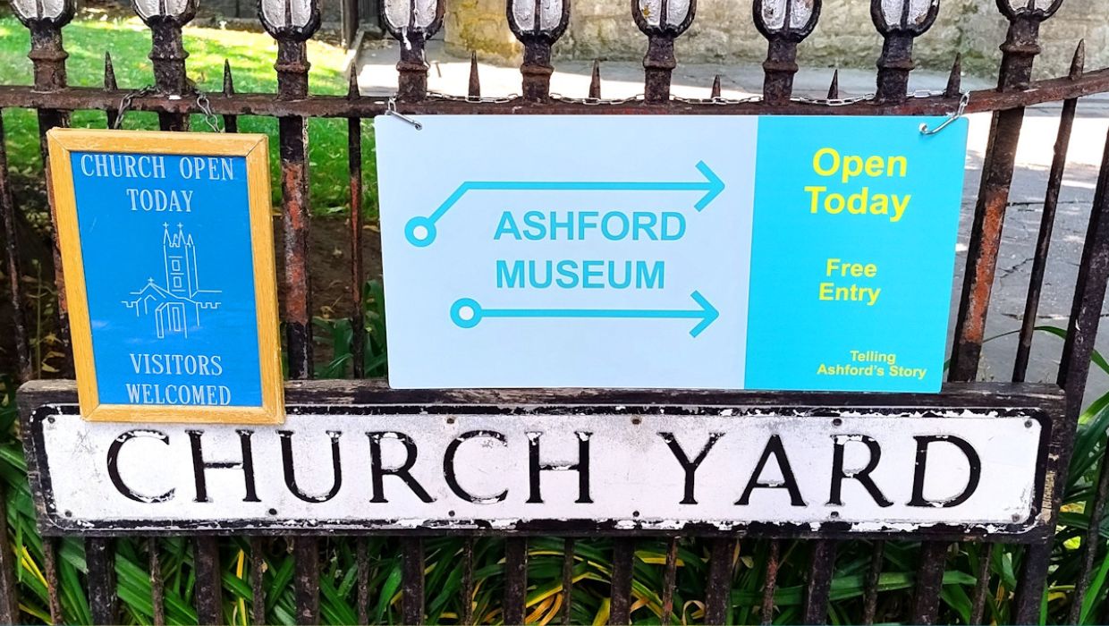New signs outside the Ashford Museum and Church Yard have been put up