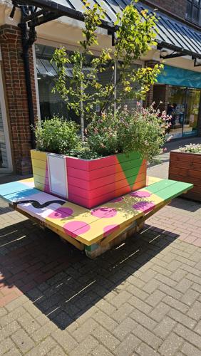 New seating being decorated in Ashford Town Centre