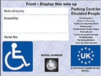 blue badge for disabled parking