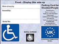 blue badge for disabled parking